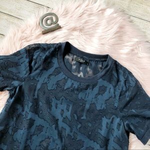 ASOS | NWOT Sheer Patterned Blue Sexy Fitted Tee